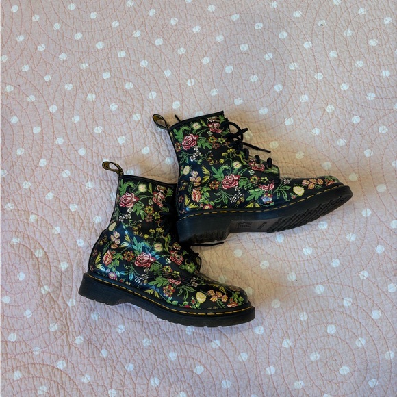 Doc Martens Black Floral Boots - Picture 2 of 2